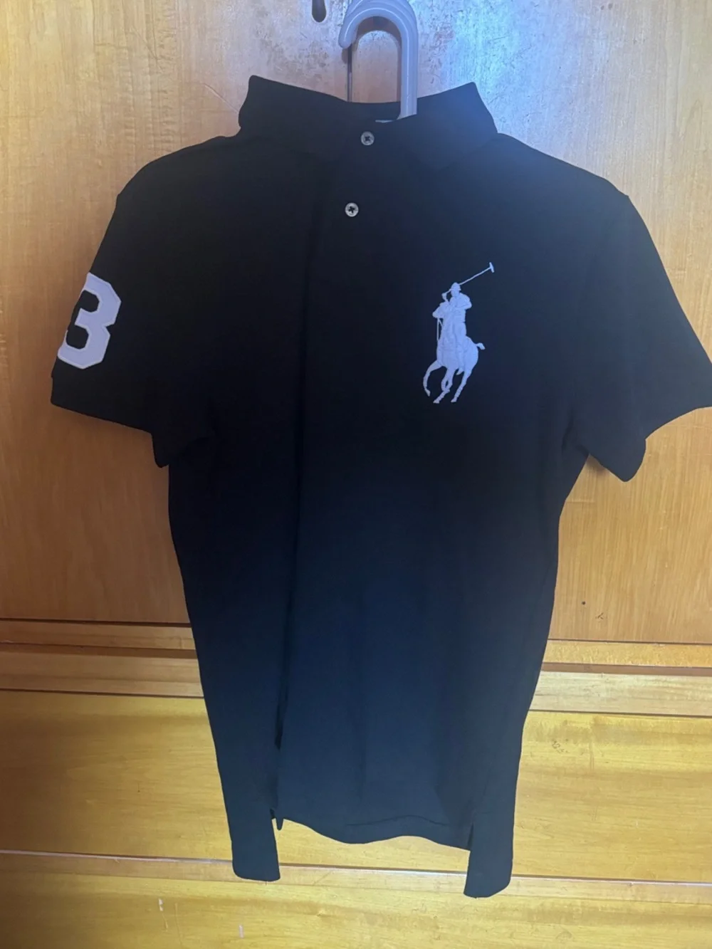 Ralph Lauren Black Polo with White Pony & Sleeve